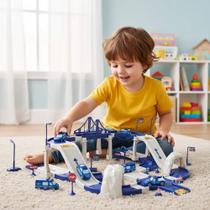 Brinquedo Pista Garagem Polícia Parking Set 65 Peça Infantil Azul