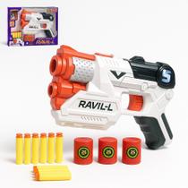 Brinquedo Pistola Infantil Lança Dardos 9 Peças com 5 Dardos Espuma e 3 Alvos Latinhas Segura Divertida Educativa 3