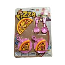 Brinquedo Pizza Funny conjunto c/10 pçs (4 pedaços de pizza, 2 pratos , 4 talheres)