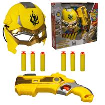 Brinquedo Plastico Lança Dardo Mascara De Super Heroi Nerf Dia Das Crianças - Amarelo
