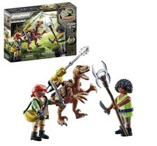 Brinquedo Playmobil Deinonychus com Jaden com canhão e flechas prateadas Brinquedo Playmobil Deinonychus com Jaden com canhão e flechas prateadas