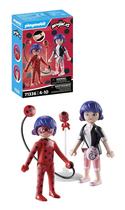 Brinquedo Playmobil Miraculous Marinette & Ladybug com acessórios
