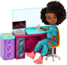 Brinquedo Playset Mattel Karma's World Recording Studio, boneca de 8,7"