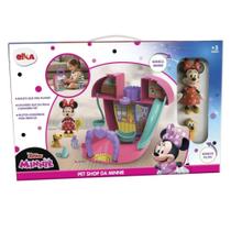 Brinquedo Playset Pet Shop Da Minnie Disney com Chuveiro que Sai Água e Banheira Pet Acessórios e Adesivos Elka - 1178