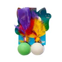 Brinquedo Plumas e Penas Bolinha Fishing para Gatos - Cores Sortidas - 2 Unidades Brinquedo Plumas e Penas Bolinha Fishing para Gatos - Cores Sortidas - 2 Unidades