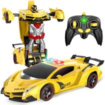 Brinquedo policial Febyhim Transform com controle remoto em escala 1:18