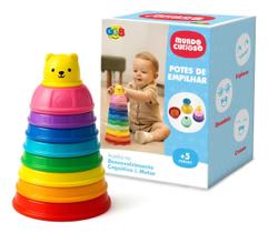 Brinquedo Potes De Empilhar Educativo Para Bebê Infantil Colorido Brinquedo Potes De Empilhar Educativo Para Bebê Infantil Colorido