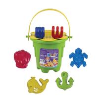 Brinquedo Praia Balde de areia c/ kit acessórios Coloridos 9 peças - kendy brinquedos Brinquedo Praia Balde de areia c/ kit acessórios Coloridos 9 peças - kendy brinquedos
