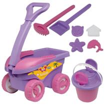 Brinquedo Praia Carrinho com Balde, Pazinha, Rastelo Lilas Mor