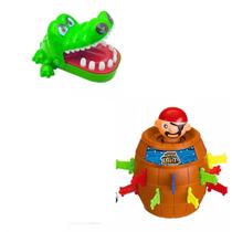 Brinquedo Pula Pirata Jogo E Kit Crocodilo Morde Dedo Jacare