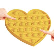 Brinquedo Push Bubble Sensory Fidget, brinquedos de silicone para aliviar o estresse, brinquedo sensorial Squeeze, brinquedo de silicone para aliviar o estresse para necessidades especiais para crianças e adultos, sem BPA (amarelo coração)
