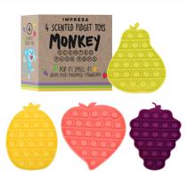 Brinquedo Push Pop Monkey Bubble Fidget, pacote com 4 pacotes com aroma de frutas