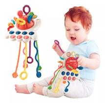 Brinquedo Puxador Sensorial Cordão Silicone Treinamento Bebê A Pronta Entrega