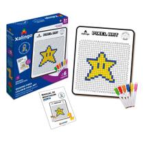 Brinquedo Quadro Para Colorir Pixel Art II Com 6 Canetas Coloridas E Apagador Infantil Xalingo