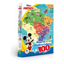 Brinquedo quebra cabeça 100 peças mickey mapa do brasil toyster hasbro infantil 8074