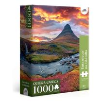 Brinquedo quebra cabeça 1000 peças entardecer na islandia toyster 8089