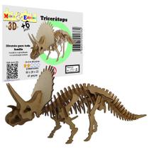 Brinquedo Quebra Cabeça 3D Dinossauro Tricerátops Mdf - Monte & Eduque
