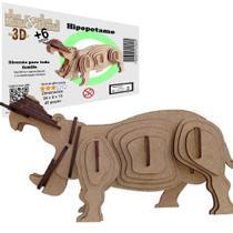 Brinquedo Quebra Cabeça 3D Hipopótamo Mdf