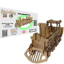 Brinquedo Quebra Cabeça 3D Trem Locomotiva Maria Fumaça Mdf - Monte & Eduque