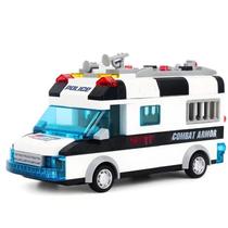 Brinquedo quebra cabeça Carro de Polícia Branco Criatividade e Diver Carro de Polícia Branco Diversão e Educação em 77 Peças para montar