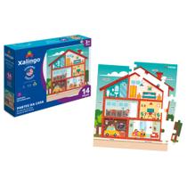 Brinquedo Quebra-Cabeça Didático Partes da Casa em Inglês para Crianças - 14 Peças - Xalingo 12821