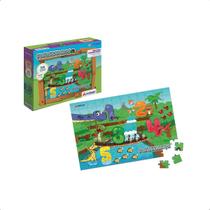 Brinquedo Quebra-Cabeça Fofossauros 100 peças 36x24 cm Cena Cartão Números Educativo Xalingo - 16287