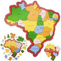 Brinquedo Quebra Cabeça Infantil Mapa Brasil Regiões Madeira