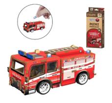 Brinquedo Quebra Cabeça Madeira 3D Carro Bombeiro Fricção Brinquedo Quebra Cabeça Madeira 3D Carro Bombeiro Fricção