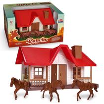 Brinquedo Rancho Western Casinha Fazenda Com Cavalos - Usual Brinquedos