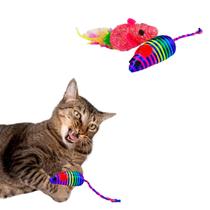 Brinquedo Ratinho Erva Gato Catnip Pena Natural Interativo com 2 unidades