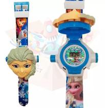 Brinquedo Relógio Infantil Frozen Com Projetor De Imagem - 4pc