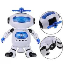 Brinquedo Robô a Pilha com Luzes e Som Gira 360º