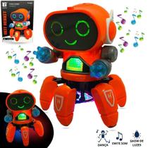 Brinquedo Robô Aranha Patas Som Luzes E Movimento - Laranja