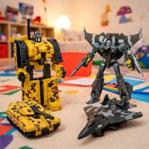 Brinquedo Robô Boneco Militar Transforma Em Veiculo Kit 2pçs Brinquedo Robô Boneco Militar Transforma Em Veiculo Kit 2pçs