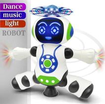 Brinquedo Robô Dança Gira 360 Graus Robot Som E Luz - Alinee