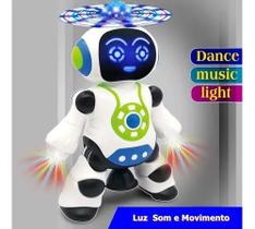 Brinquedo Robô Dança Gira 360 Graus Robot Som & Luz