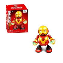 Brinquedo Robo Dançarino Heroi Dança Som Luzes Homem Ferro