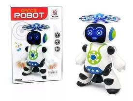 Brinquedo Robô Dançarino Musical Com Hélice Boneco Giratório E Luzes Brinquedo Robô Dançarino Musical Com Hélice Boneco Giratório E Luzes