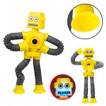 Brinquedo Robô Estica Puxa Ventosa Fidget Pop Tube C/Luz Led COR:AMARELO