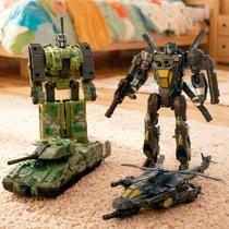 Brinquedo Robô Militar Boneco Transforma Em Veiculo Kit 2pçs