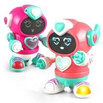 Brinquedo Robô Rosa Dançarino Com Som E luzes 3D