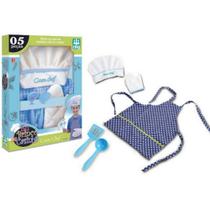 Brinquedo Roupa de Chef de Cozinha Cozinheiro Infantil Azul - Nig Brinquedos