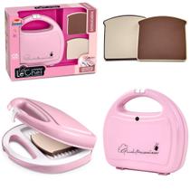 Brinquedo Sanduicheira Infantil Rosa com 2 Pães de Plástico Comidinha Mini Chef