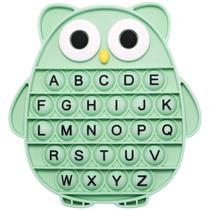 Brinquedo sensorial antiestresse DEARIDAP Coruja de silicone ABC alfabeto 14 cm Brinquedo sensorial antiestresse DEARIDAP Coruja de silicone ABC alfabeto 14 cm
