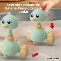 Brinquedo Sensorial Bebê Pato Verde: Veículo De Fricção Para Aprender a Engatinhar, Pressionar,