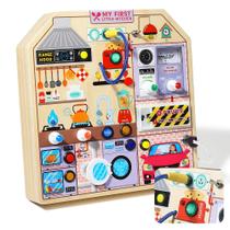 Brinquedo sensorial de madeira Busy Board Kitchen 3-5 anos Kids JAUNTY