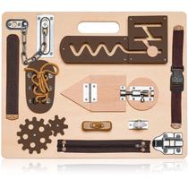 Brinquedo sensorial de madeira Montessori Busy Board ABERLLS de 1 a 4 anos