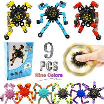 Brinquedo sensorial engraçado transformável Fidget Spinners YIZER, 9 unidades