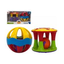 Brinquedo Sensorial Interativo Conjunto Torre e Bola Chocalho Bebe Infantil