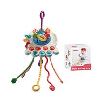Brinquedo Sensorial Montessori Para Bebês, Polvo De Desenho Animado Lala, Corda De Puxar,